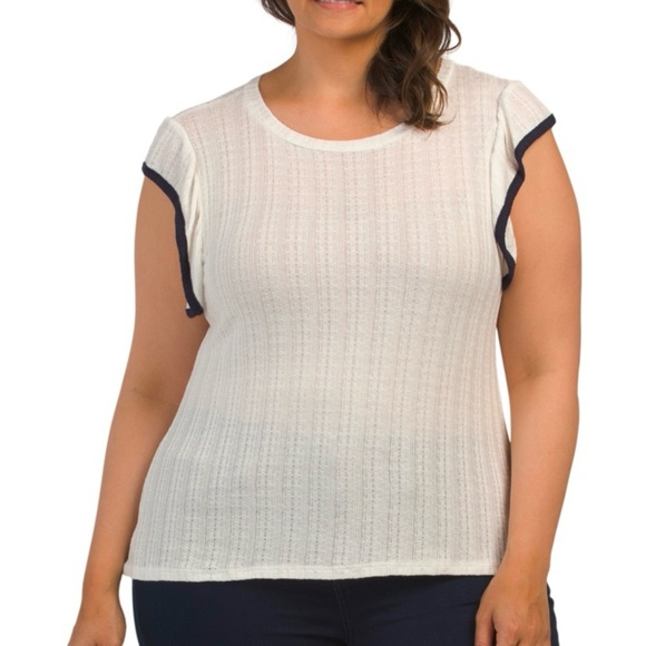 NWT Gilli Plus size Ruffle Sleeve Contrast Shirt size 3X Made in the USA - Picture 1 of 2